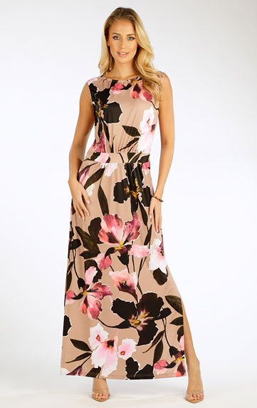 Damen lang Kleid ohne Ärmel.